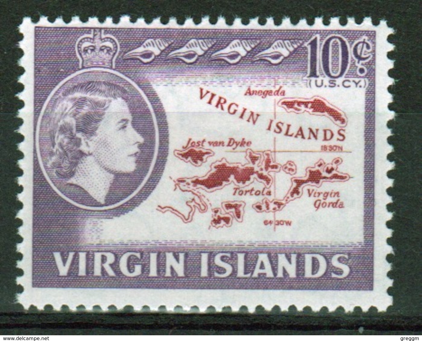 British Virgin Islands 1964 Queen Elizabeth Single 10 Cent Stamp From The Definitive Set. - British Virgin Islands