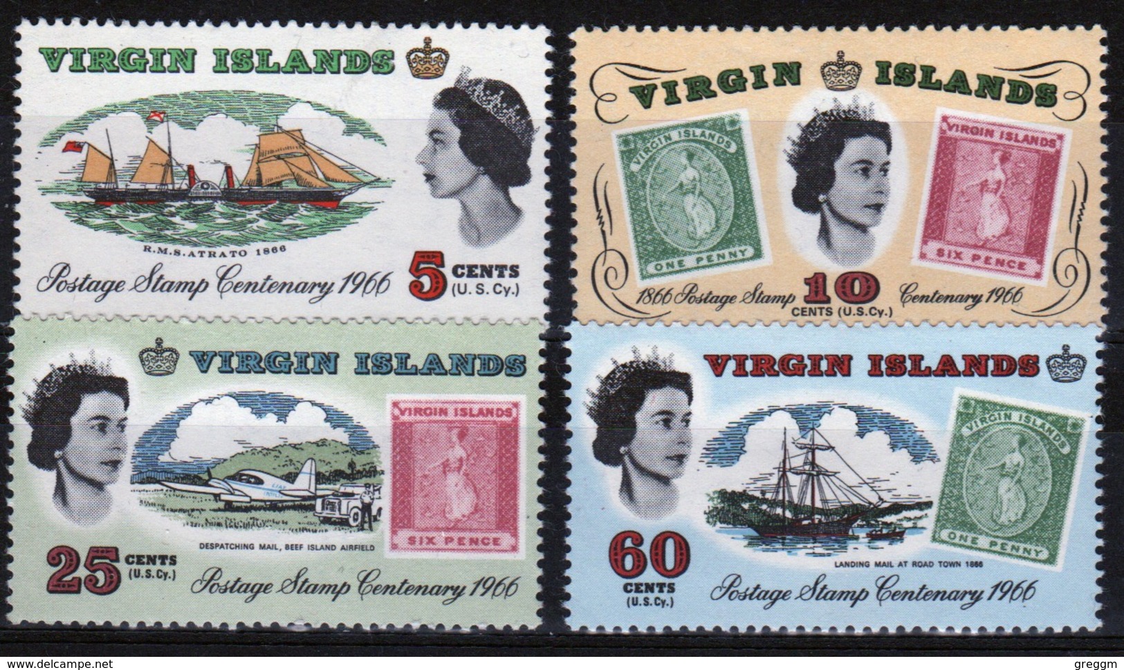 British Virgin Islands 1966 Queen Elizabeth Set Of Stamps Celebrating The Stamp Centenary. - British Virgin Islands