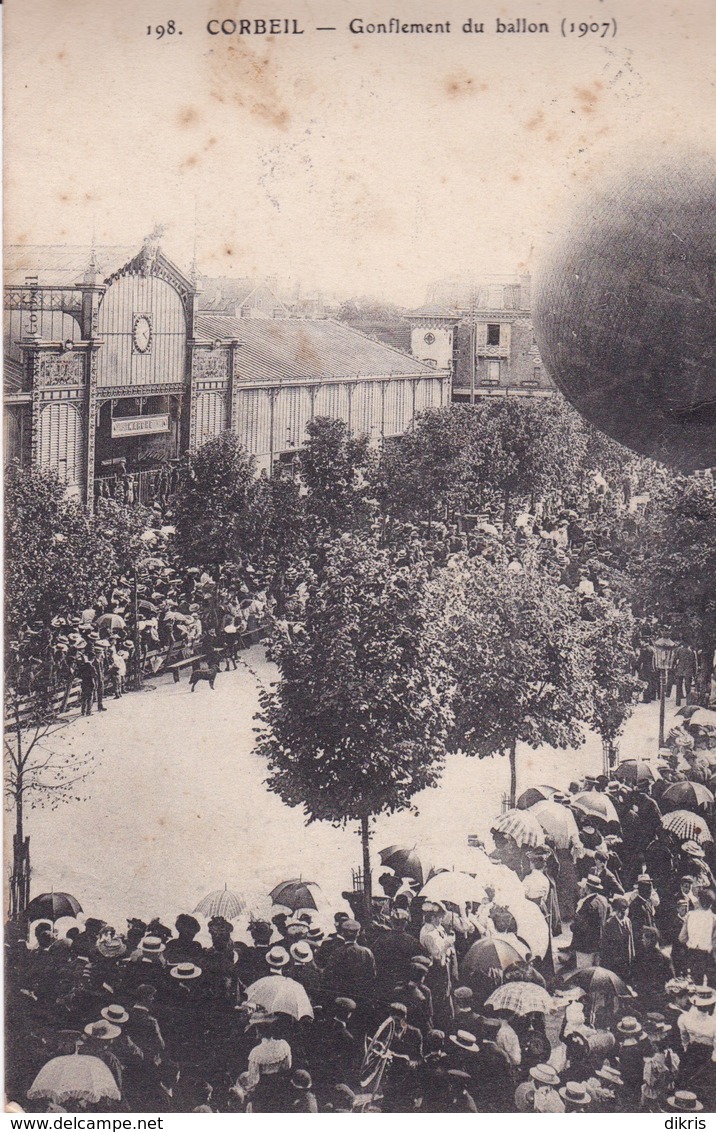 91-CORBEIL- GONFLEMENT DU BALLON (1907)-ANIMÉE - Corbeil Essonnes