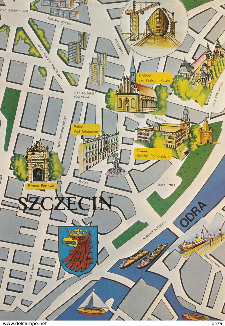 AK MAP, Landkarte, Citymap, Stadtplan **Szczecin** Polen, Poland, Polska - Cartes Géographiques