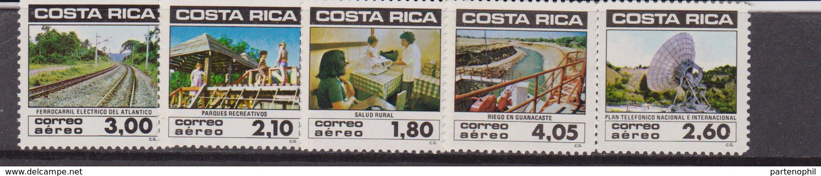 Costa Rica Aereo Telecom Railway Set MNH - Costa Rica