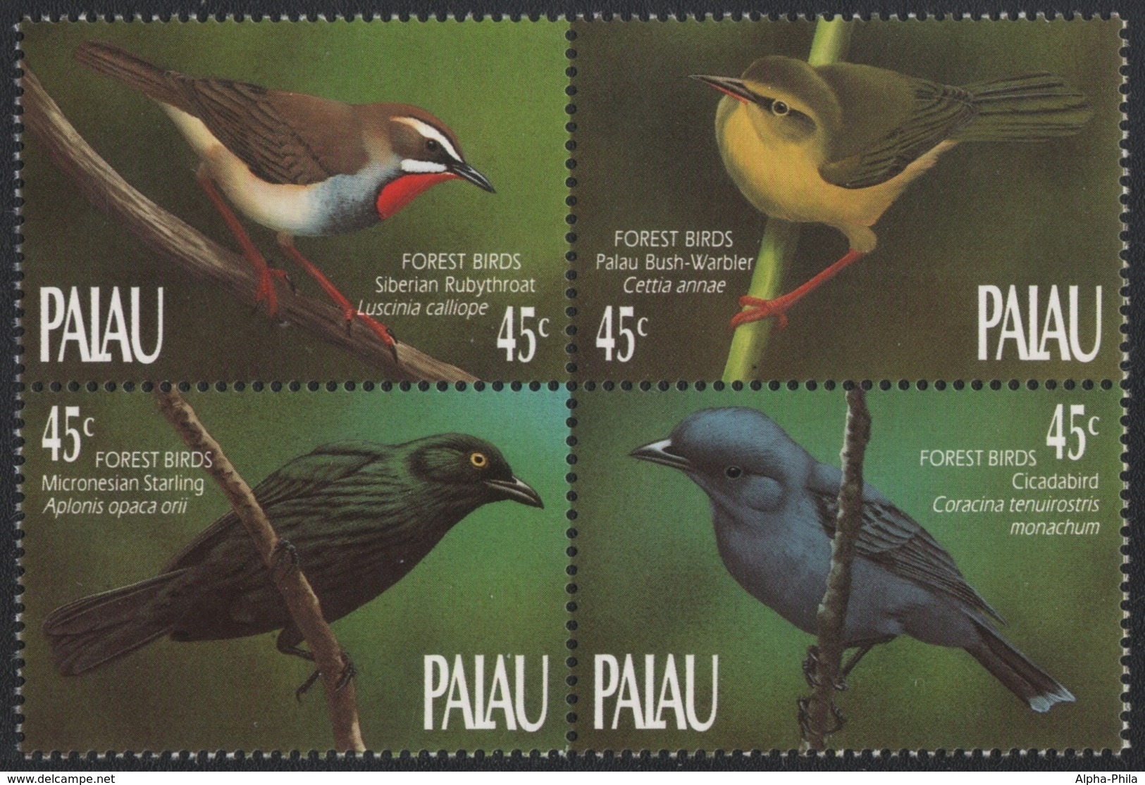 Palau 1990 - Mi-Nr. 347-350 ** - MNH - Vögel / Birds - Palau