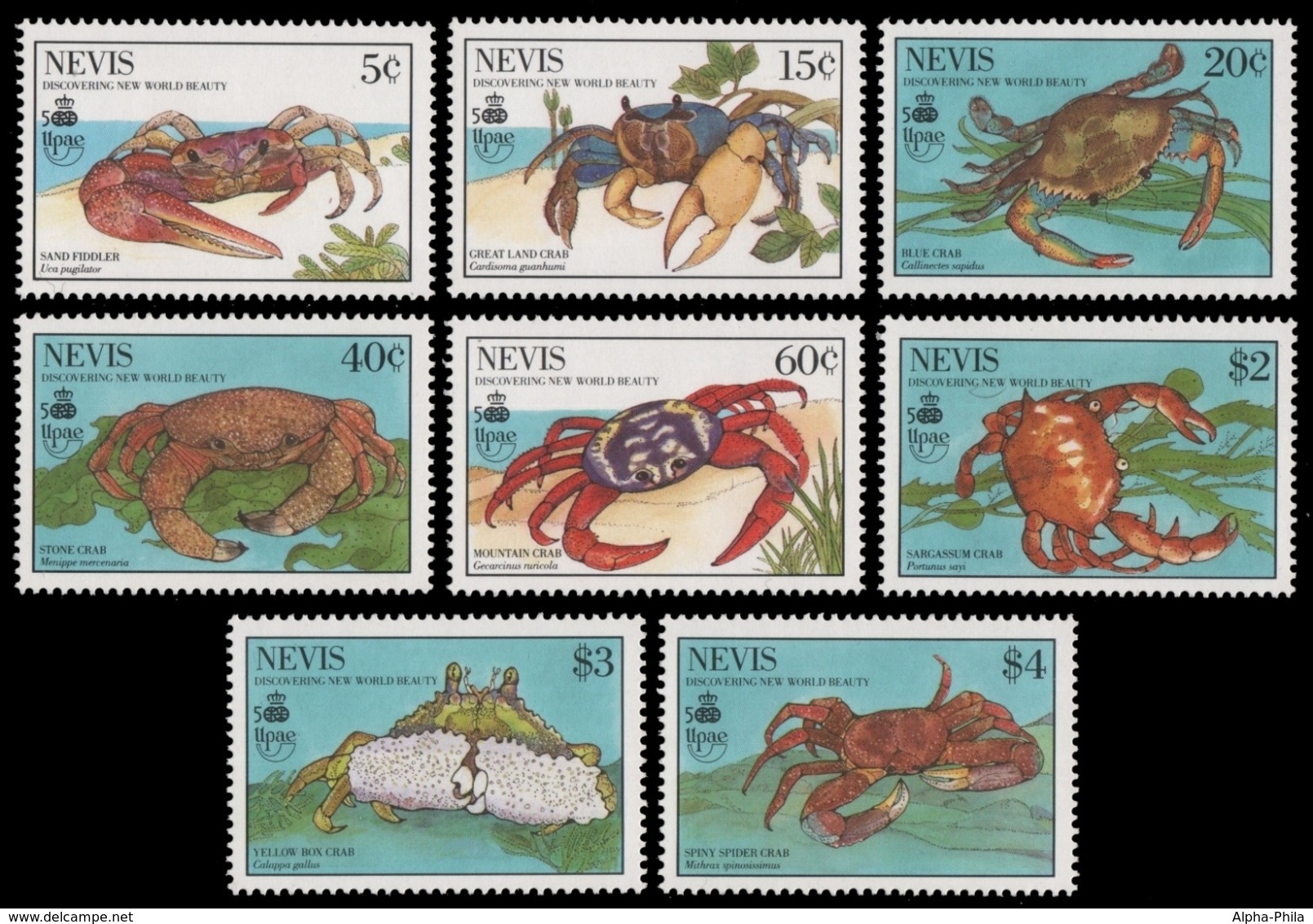 Nevis 1990 - Mi-Nr. 538-545 ** - MNH - Krabben / Crabs - St.Kitts Und Nevis ( 1983-...)