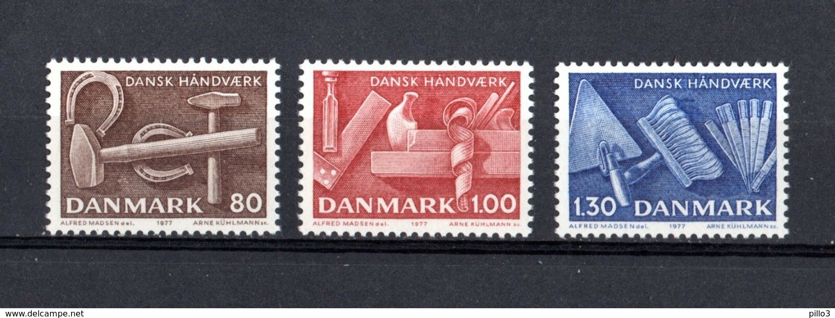 DANMARK :  Utensili Artigianato Danese - 3 Val. MNH**  Del  22.09.1977 - Nuovi