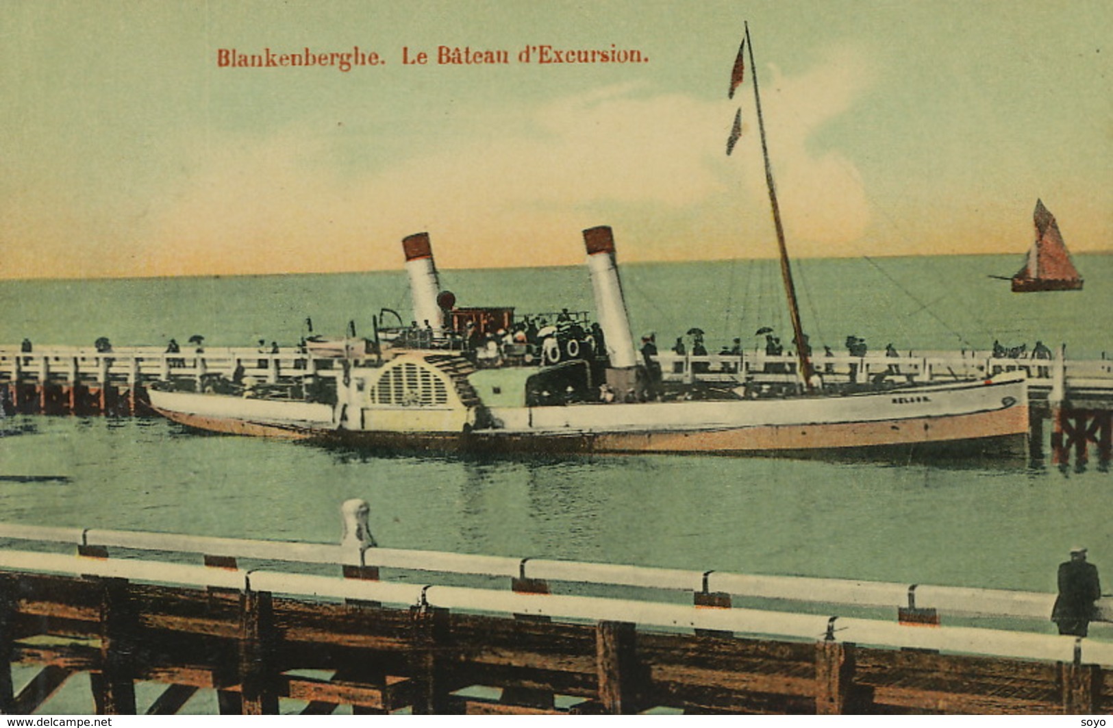 Blankenberghe Le Bateau D' Excursion Bateau à Aube . Steam Paddle Boat . Edit A La Foire De Leipzig - Ferries