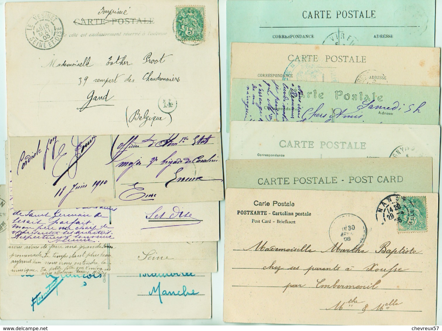 VILLES ET VILLAGES DE FRANCE - LOT 33 - 70 cartes anciennes - dont rares diverses régions à étudier