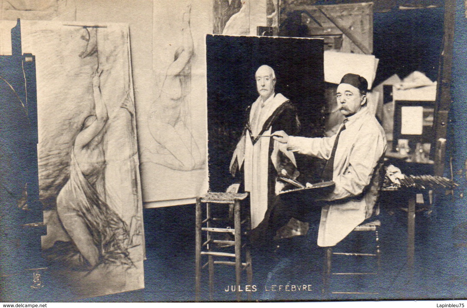 CPA Peintre Jules Lefebvre Dans Son Atelier - Artistes