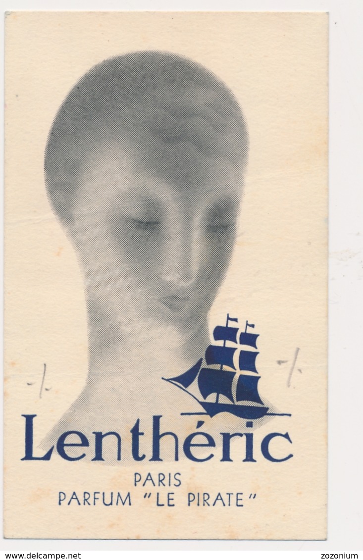 CARTE PARFUMEE: "LENTHERIC"   PARIS PARFUM  " Le Pirate ''- PERFUME VINTAGE CARD ADVERTISI - L'ATTRAIT DE LA NOUVAUTE - Anciennes (jusque 1960)