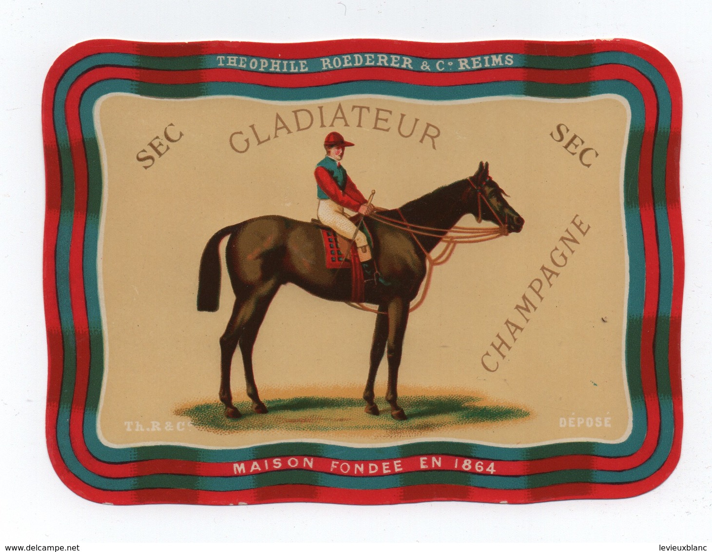 Théophile Roederer & Cie/Maison Fondée  En 1864/ GLADIATEUR/ Champagne Sec/ Equitation-Jockey Vers 1870-75       ETIQ159 - Champagner