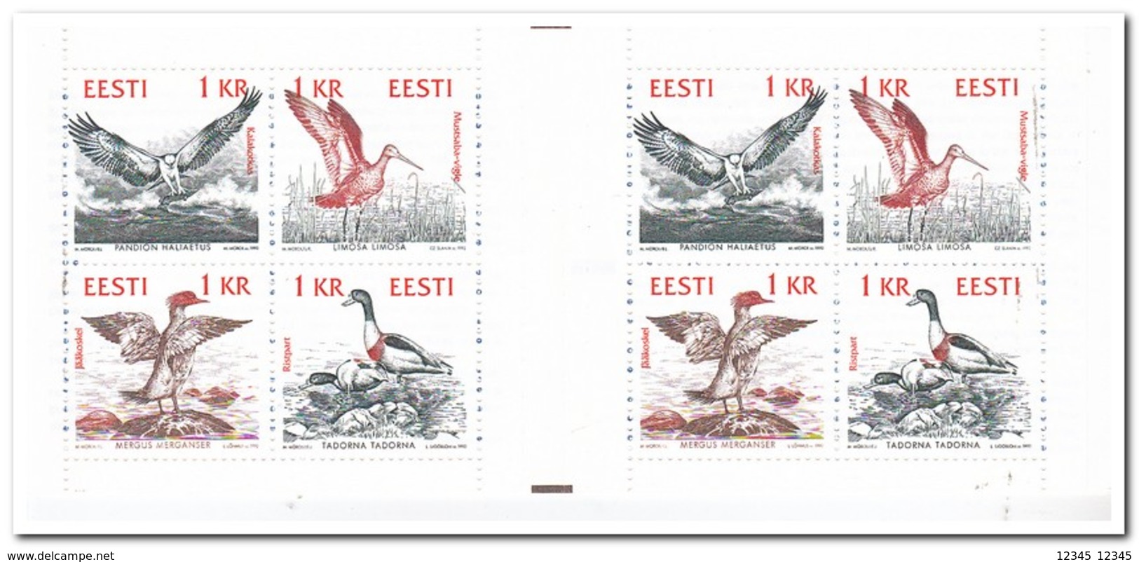 Estland 1992, Postfris MNH, Birds, Flowers ( Booklet, Carnet ) - Estland