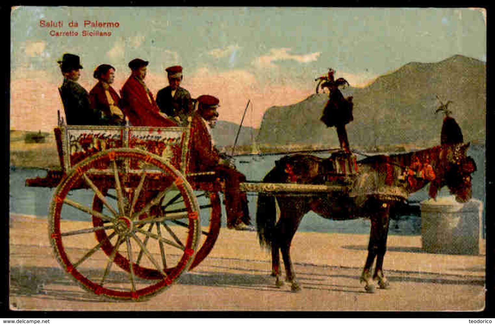 Saluti Da Palermo - Carretto Siciliano - Viaggiata 1910 - 06235 - Palermo