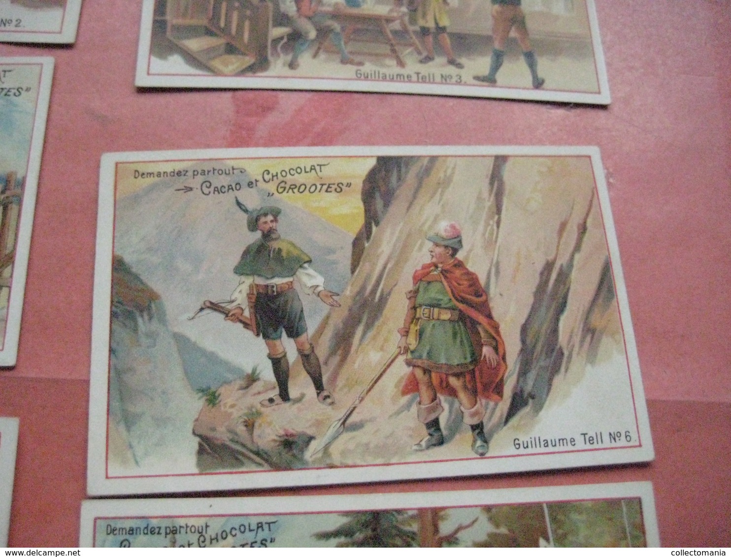 12 chromos trade cards cacao chokolade chocolat,  Pub. D. & M. GROOTES c1894 lithography Wilhelm Tell Guillaume Willem