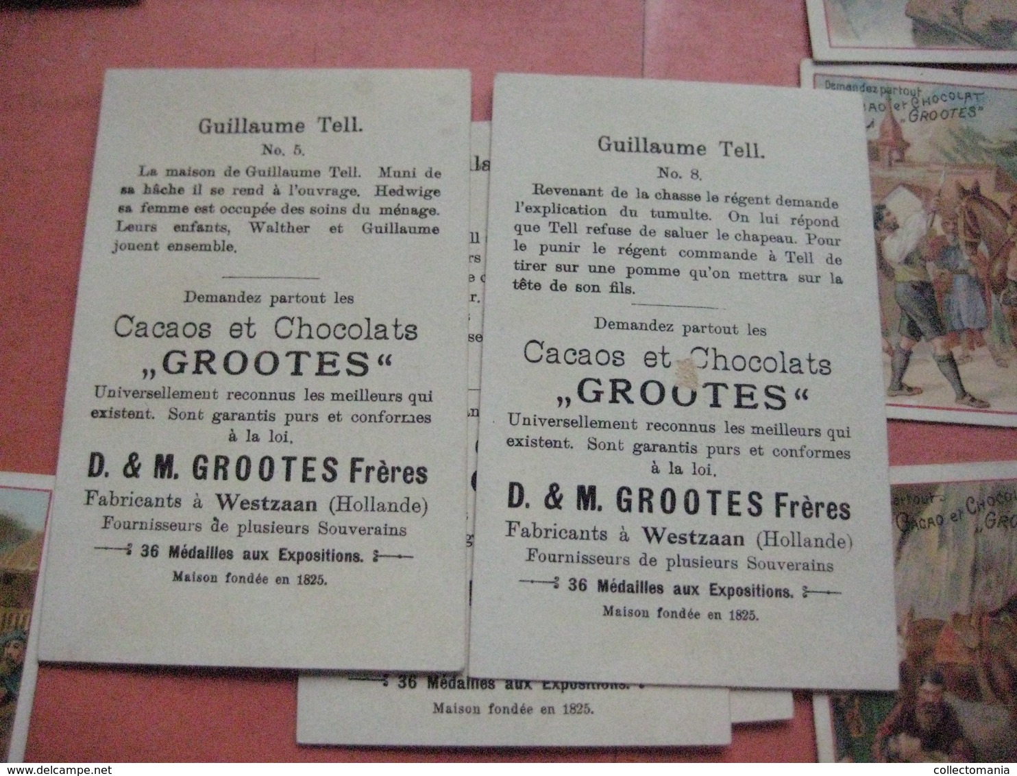 12 chromos trade cards cacao chokolade chocolat,  Pub. D. & M. GROOTES c1894 lithography Wilhelm Tell Guillaume Willem