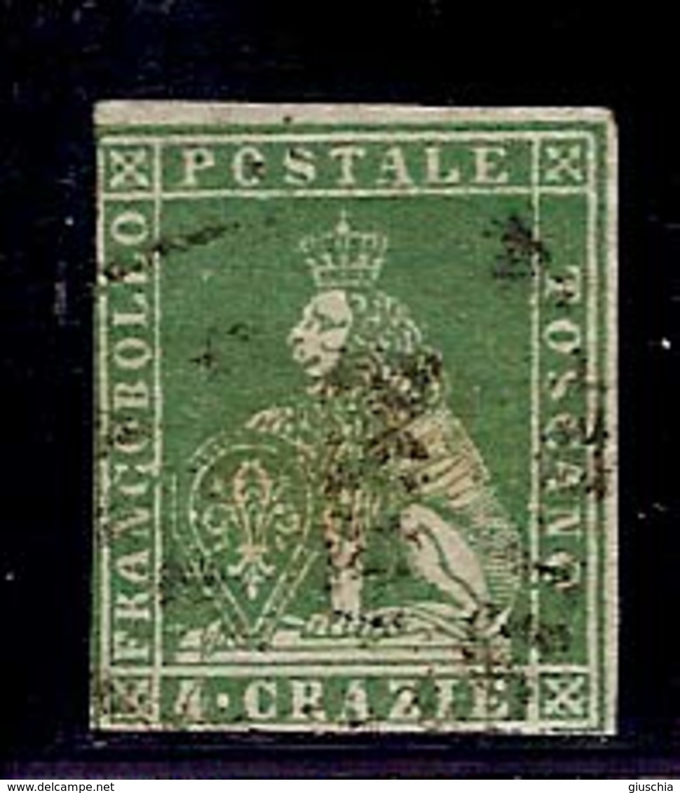 (Fb).A.Stati.Toscana.1851-52.- 4 Crazie Verde Su Grigio Usato  (43-16) - Toscane