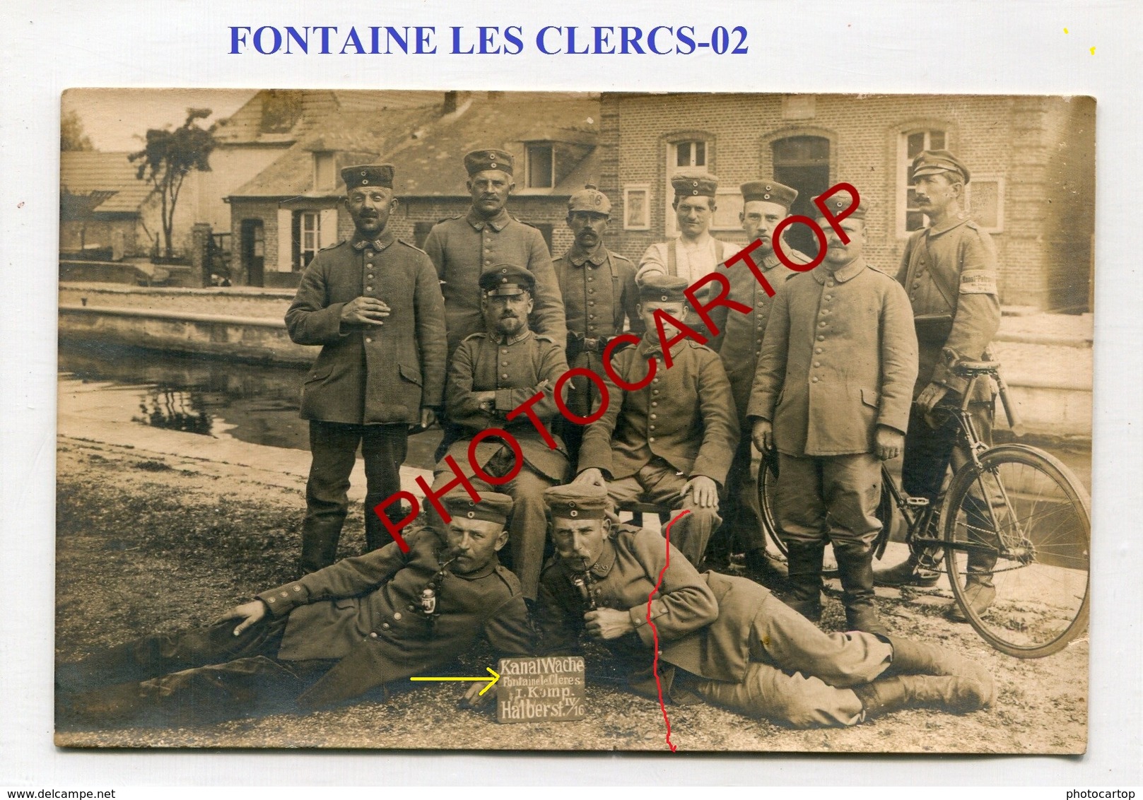 FONTAINE LES CLERCS-Poste De Garde Du Canal-CARTE PHOTO Allemande-GUERRE 14-18-1WK-France-02- - Autres & Non Classés