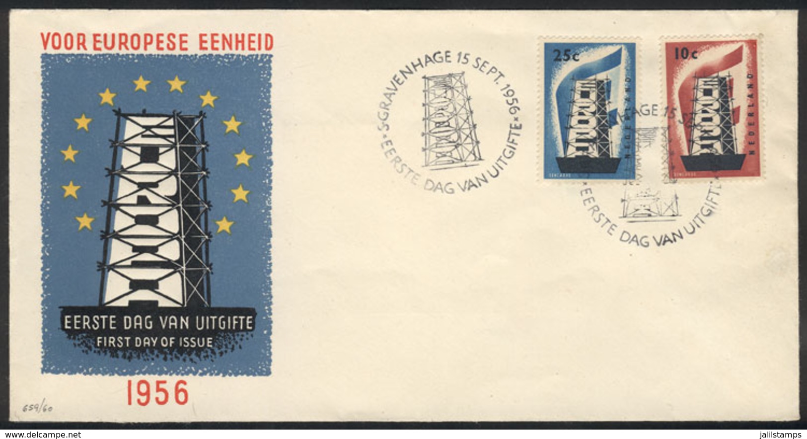 TOPIC EUROPA: NETHERLANDS: 1956 Issue On A FDC Cover, Very Fine Quality! - Otros & Sin Clasificación