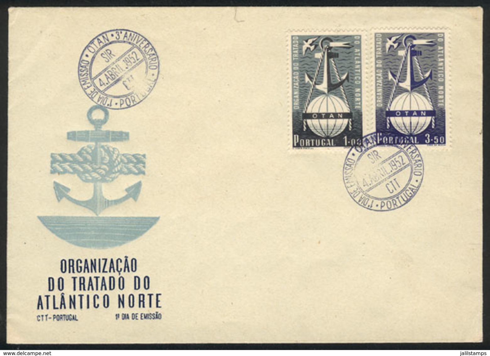 TOPIC EUROPA: PORTUGAL: 1952 Issue Of NATO, On A FDC Cover, Very Fine Quality! - Autres & Non Classés