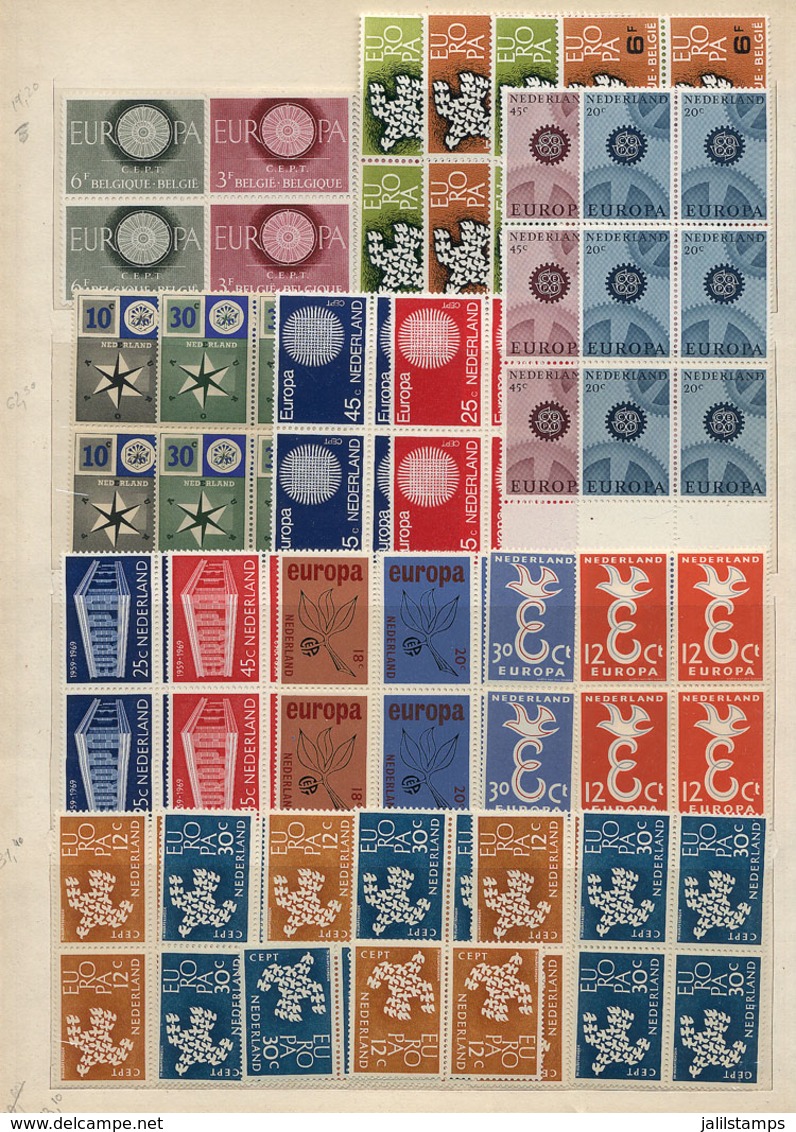 TOPIC EUROPA: Stockbook With Collection Of Stamps In Blocks Of 4, All MNH And Of Excellent Quality, No Duplicati - Other & Unclassified