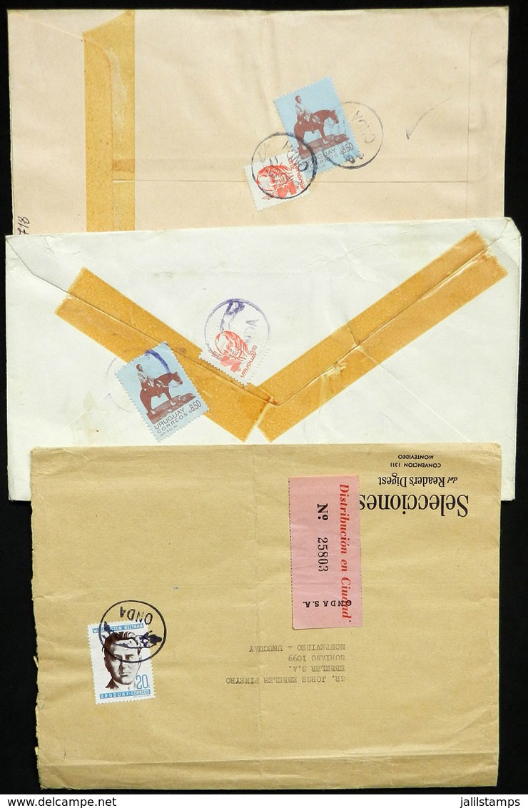 TOPIC DOGS: 3 Covers Sent By Private Post ONDA, Franked With Postage Stamps Cancelled With Attractive Marks Illustra - Chiens