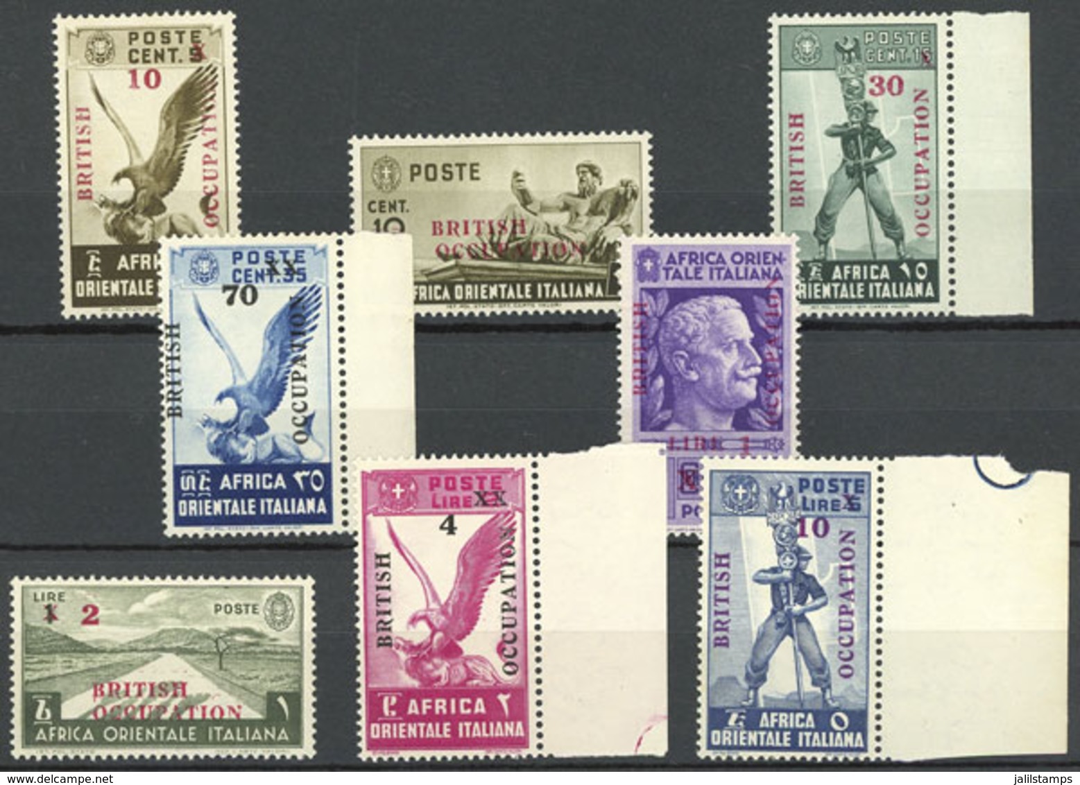 ITALIAN EAST AFRICA: Sassone 1/9 (without 4), 8 Values Of The Set Of 9 (the 60c. Missing), All MNH And Of Excellent - Andere & Zonder Classificatie