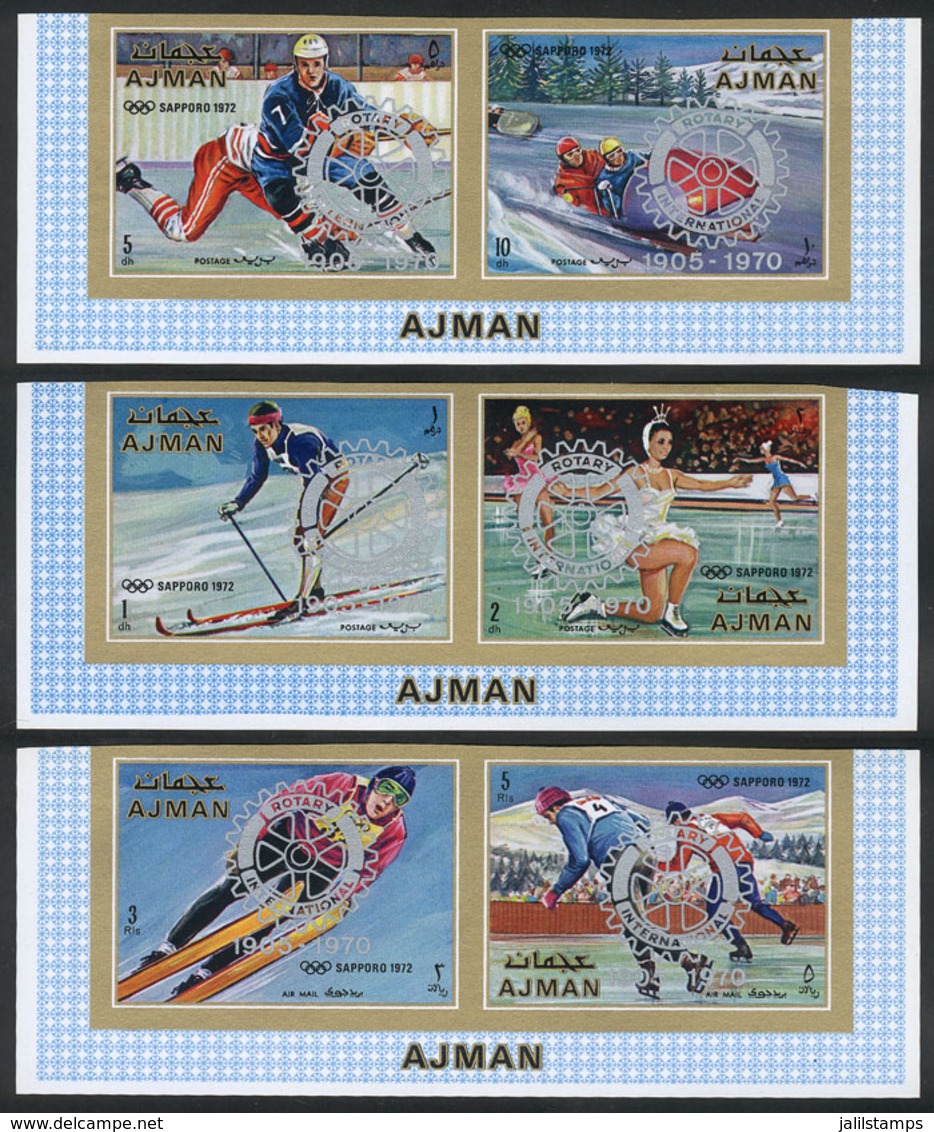 AJMAN: Set Issued In 1970 Commemorating Rotary International, IMPERFORATE Variety, Excellent Quality! - Ajman