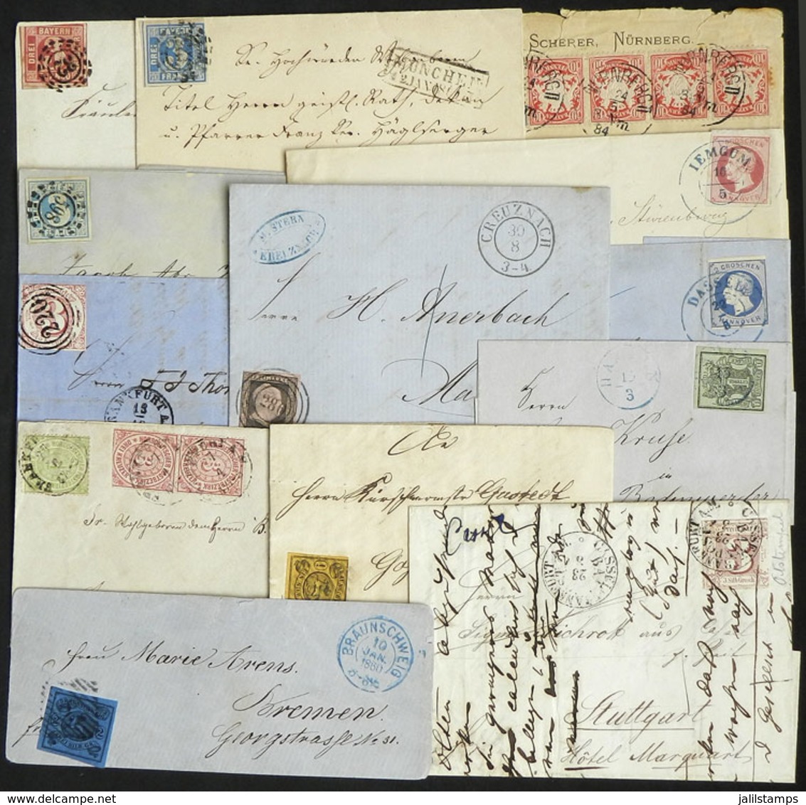 POSTAL HISTORY: GERMAN STATES: 13 Very Old Covers Or Folded Covers, There Are Very Interesting Postages And Cancels, Hig - Andere & Zonder Classificatie