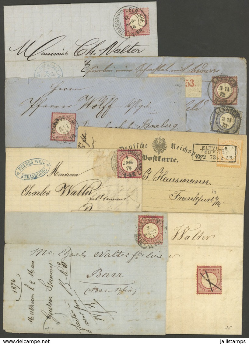 GERMANY: 7 Covers, Folded Covers, Or Cards Used In 1873/4, Several With Defects, Some With Interesting Cancels! - Autres & Non Classés