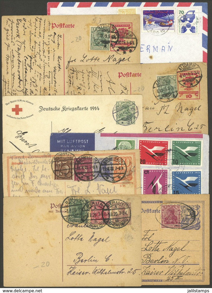 GERMANY: 8 Cards And Covers Used Between 1912 And 1974, Interesting! - Altri & Non Classificati