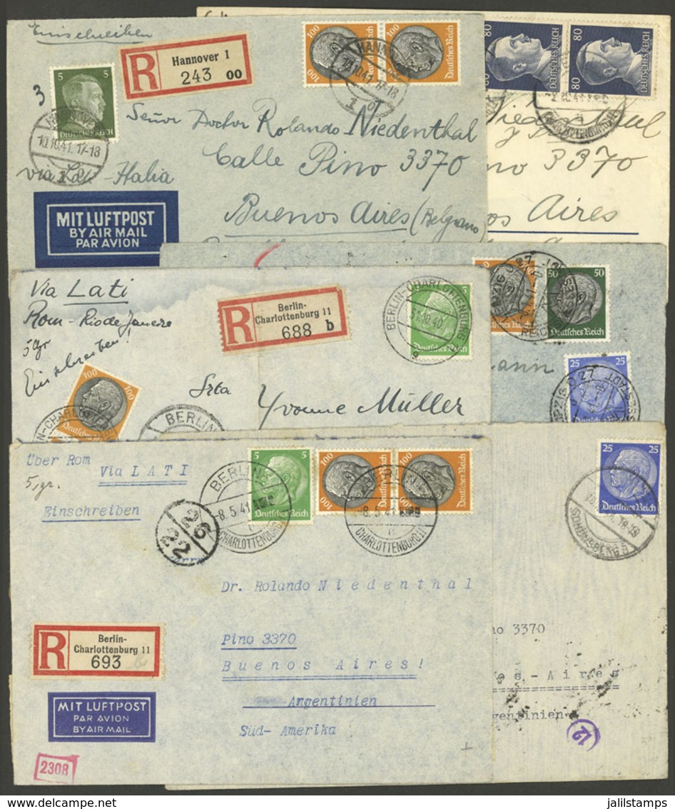 GERMANY: VIA LATI: 6 Airmail Covers Sent To Argentina In 1940/1 By LATI, All With Nazi Censor Labels And Nice Pos - Altri & Non Classificati