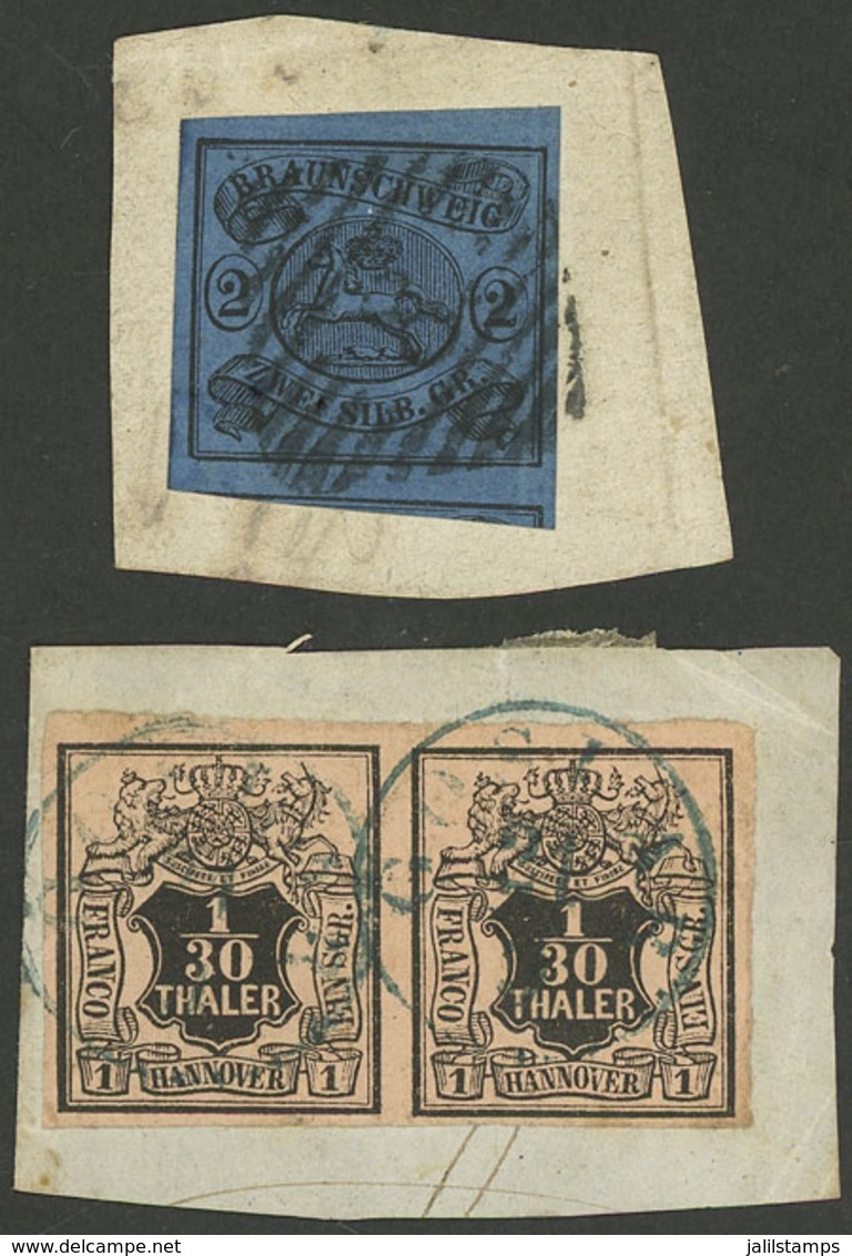 GERMANY: 2 Old Fragments With Classic Stamps, Very Fine Quality, High Catalog Value! - Altri & Non Classificati