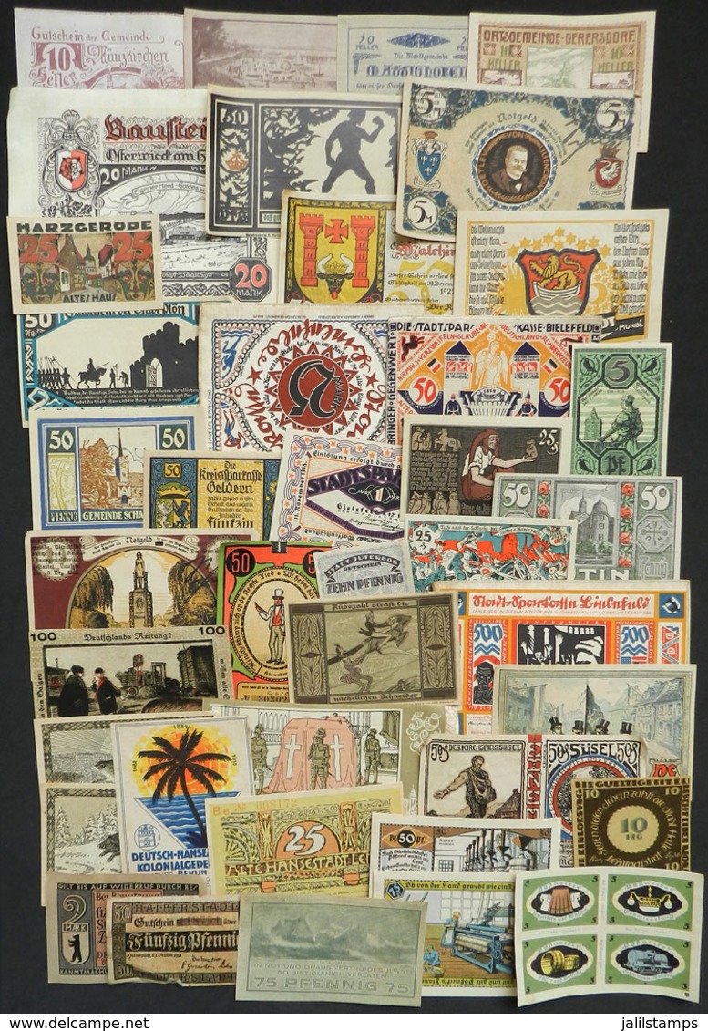 GERMANY + AUSTRIA: More Than 850 Old Local Banknotes, Very Colorful And Thematic, Many Of Excellent Quality And Unused, - Altri & Non Classificati