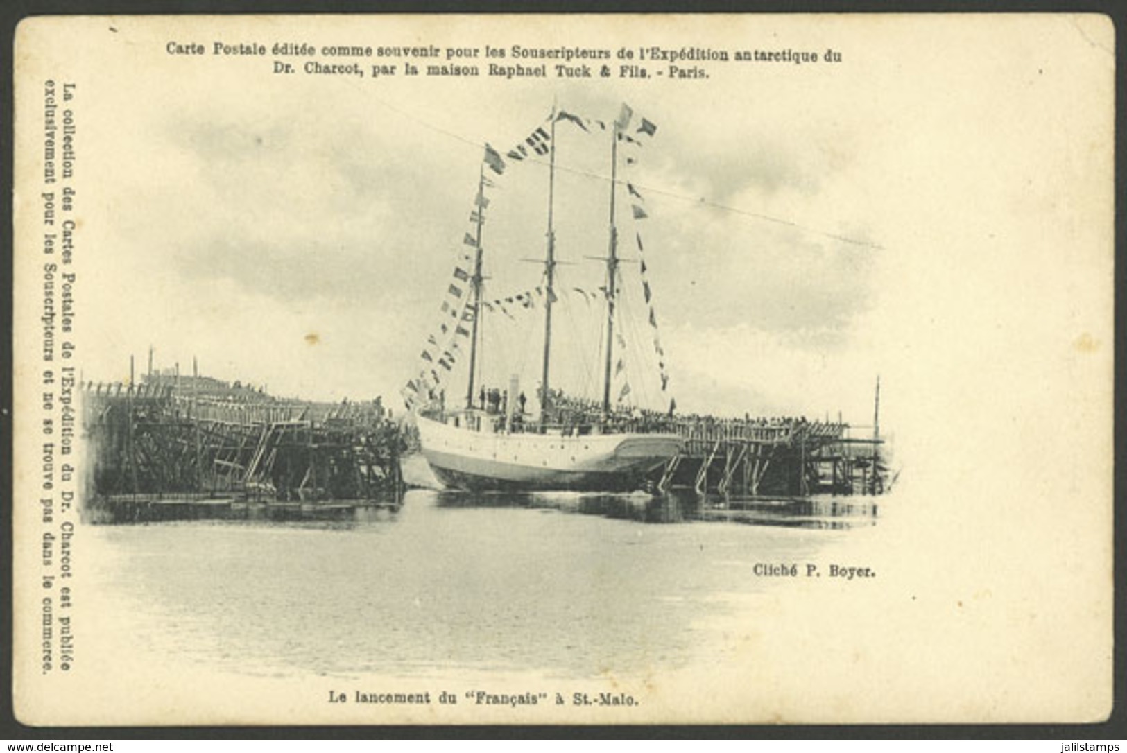 ANTARCTICA: Launching Of "Le Francais" In St. Malo, Ed. Raphael Tuck & Fils, Circa 1903, Minor Faults, Fine Appearance" - TAAF : Territori Francesi Meridionali