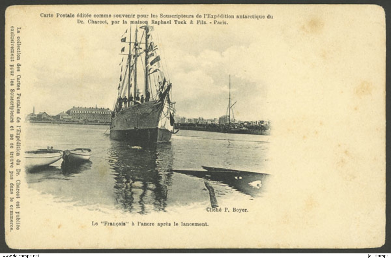 ANTARCTICA: Ship "Le Francais" Anchored After Its Launching, Ed. Raphael Tuck & Fils, Circa 1903, Minor Faults, Fine App - TAAF : Terres Australes Antarctiques Françaises