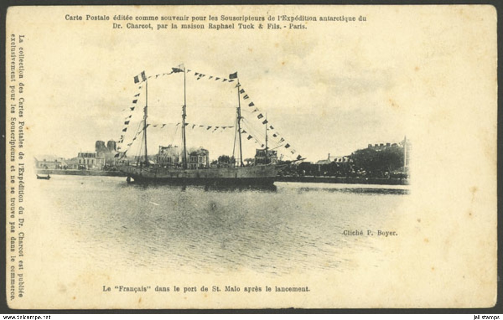 ANTARCTICA: Ship "Le Francais" In The Port Of St. Malo After Its Launching, Ed. Raphael Tuck & Fils, Circa 1903, Minor F - TAAF : Terres Australes Antarctiques Françaises