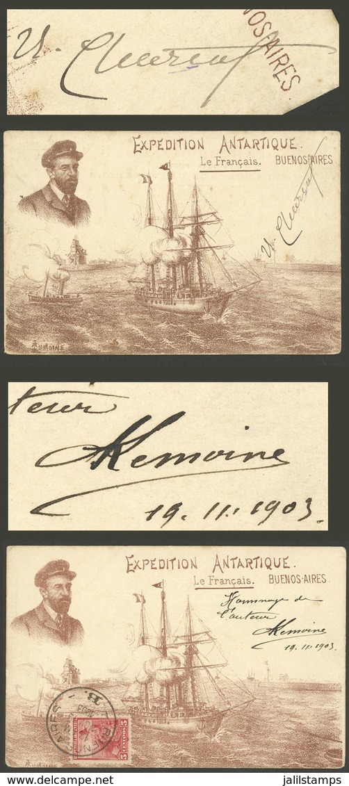 ANTARCTICA: CHARCOT, Jean Baptiste: French Antarctic Explorer, His Manuscript Signature On A Beautiful PC Illustrated W - Autres & Non Classés