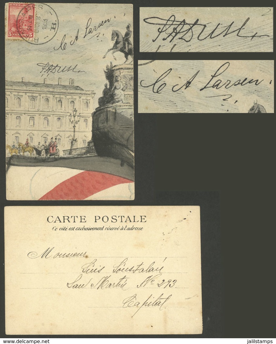 ANTARCTICA: Postcard Used In Buenos Aires On 8/DE/1903 With Manuscript Signatures Of SAMUEL DUSSE And CARL LARSEN (Swed - Altri & Non Classificati