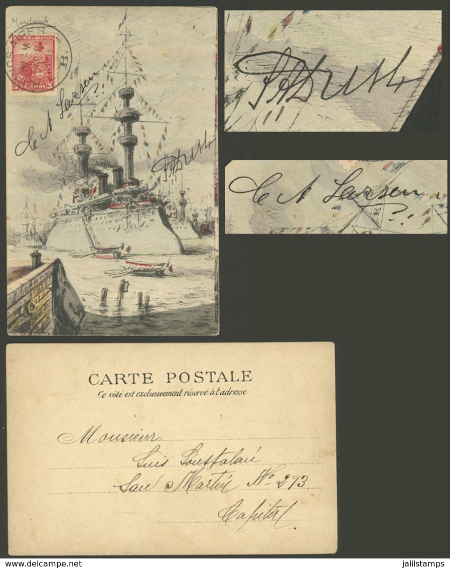 ANTARCTICA: Postcard Used In Buenos Aires On 8/DE/1903 With Manuscript Signatures Of SAMUEL DUSSE And CARL LARSEN (Swed - Altri & Non Classificati