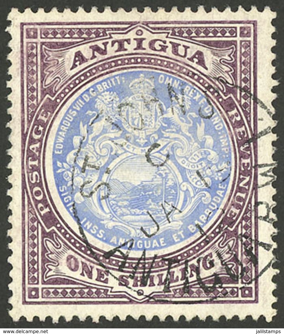 ANTIGUA: Sc.27a, 1907 1S. Printed On Chalky Paper, Used, Excellent Quality, Rare! - Autres & Non Classés