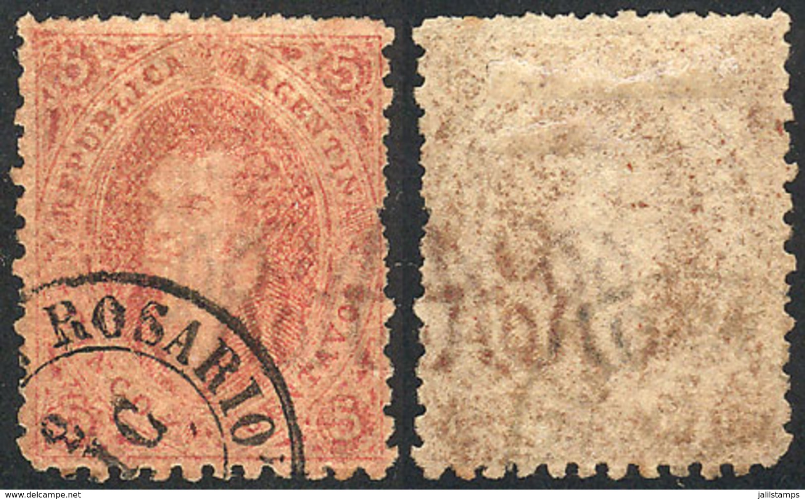 ARGENTINA: GJ.20d + G, 3rd Printing, Dun-red, With Nice COMBINATION OF VARIETIES: Dirty Plate And Thin Paper, Excellent - Otros & Sin Clasificación