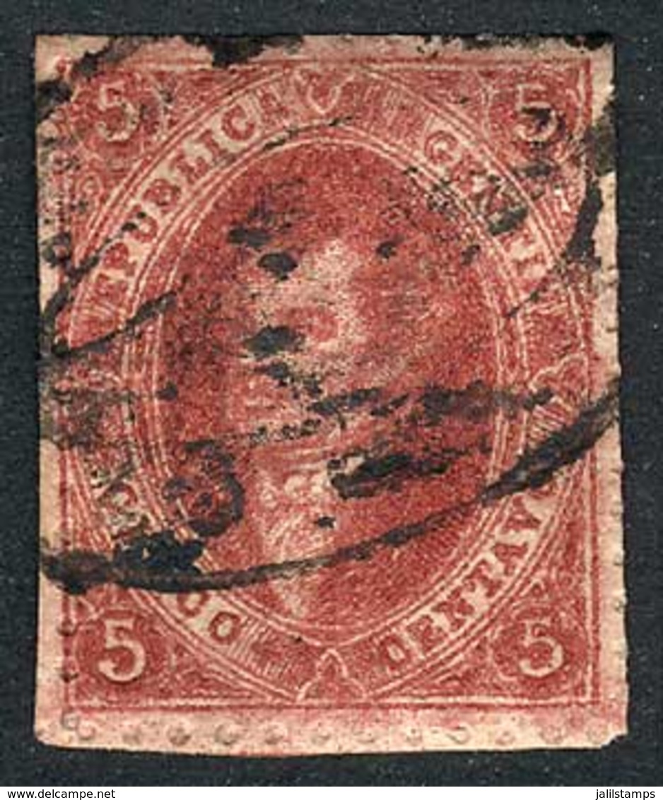 ARGENTINA - RIVADAVIA: GJ.25, With "rococo" Cancel To Be Identified, VF Quality, Very Interesting!" - Other & Unclassified