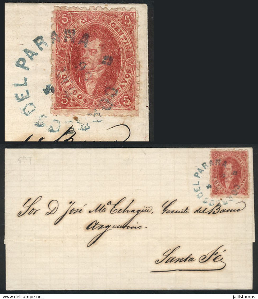 ARGENTINA: Folded Cover Franked With Beautiful Example Of 4th Printing (GJ.25), Semi-clear Impression, With Complete Pe - Autres & Non Classés