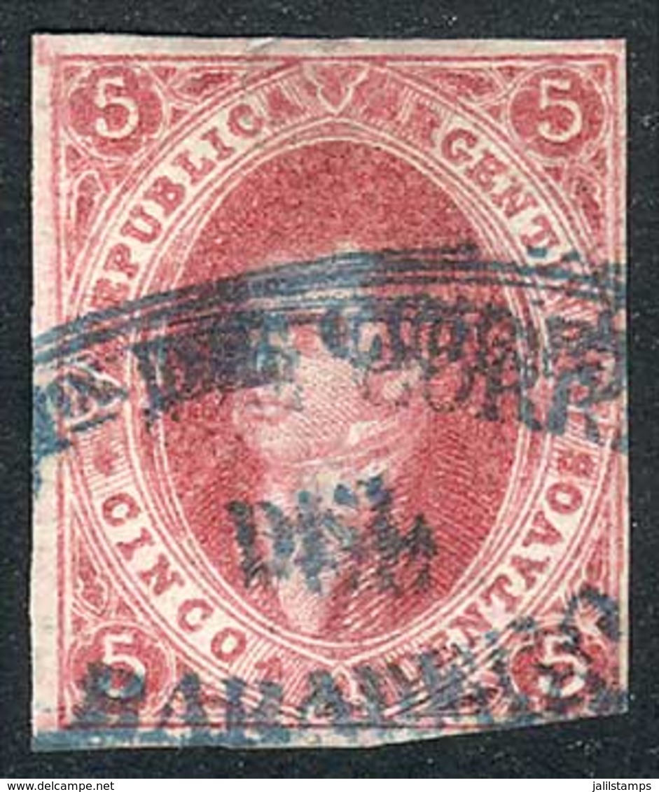 ARGENTINA: GJ.32, With Double Ellipse BARADERO Cancel In Blue (+300%), Small Fault On Back, V - Other & Unclassified