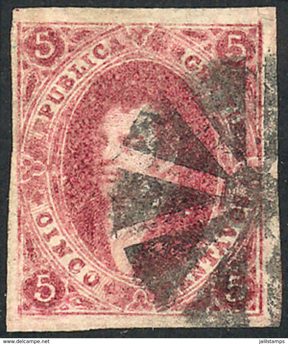 ARGENTINA: GJ.34c, 8th Printing WITH Lacroix Freres Watermark, Very Wide Margins, Dark Carmine-rose Color, With Mute "c - Autres & Non Classés