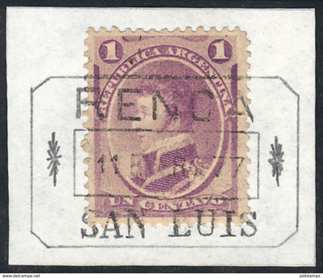 ARGENTINA: GJ.35, With (reconstructed) Rectangular Datestamp Of RENCA (SAN LUIS), Excellent Quality - Sonstige & Ohne Zuordnung
