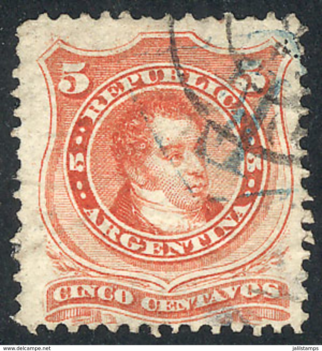 ARGENTINA: GJ.38, With Double Cancellation: Double Circle Datestamp + Blue "E" Diamond (mailbox), Minor Defect On B - Autres & Non Classés