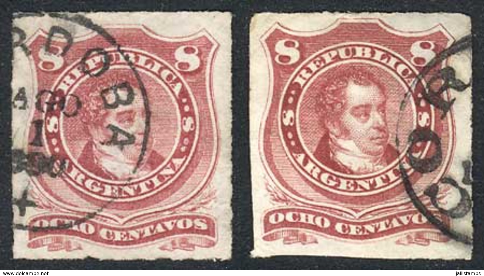 ARGENTINA: GJ.49, 2 Examples With Circular Datestamps "CORDOBA +" And  With Bold Serif Font, VF!" - Autres & Non Classés