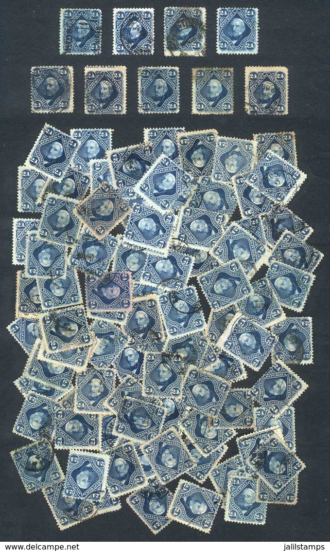 ARGENTINA: GJ.52 X 100 Used Stamps, Package Made By A Collector In 1920 Approx., A Careful Revision Will Reveal Int - Altri & Non Classificati