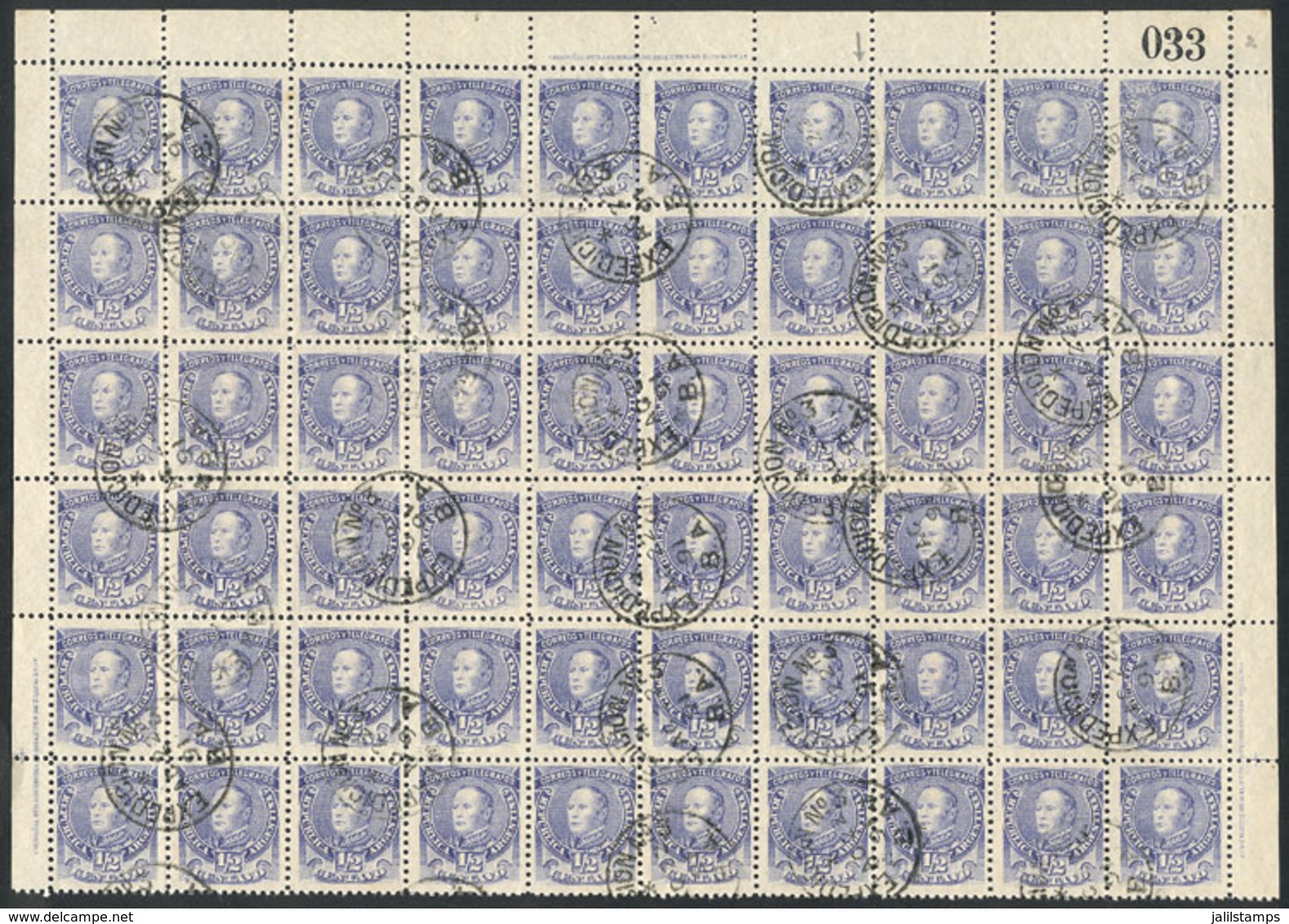 ARGENTINA: GJ.97, Large Used Block Of 60 Stamps, Excellent Quality! - Andere & Zonder Classificatie