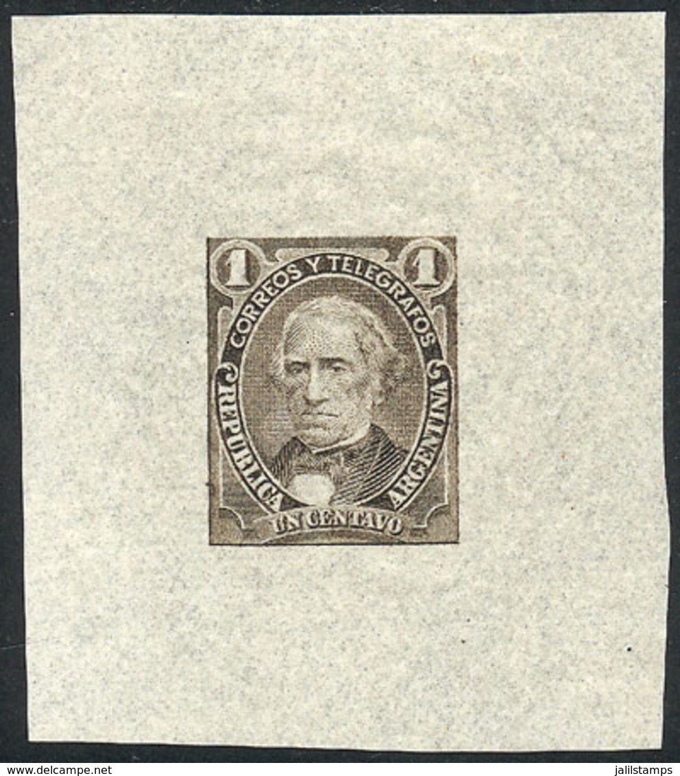 ARGENTINA: GJ.98, 1c. Velez Sársfield, Die Proof Printed In The Issued Color On Very Thin Paper (India Paper), Exce - Sonstige & Ohne Zuordnung