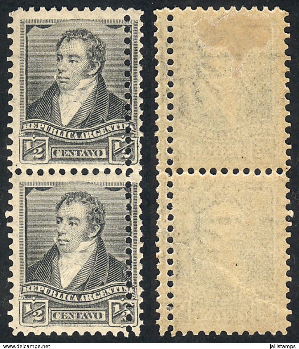 ARGENTINA: GJ.174A, Pair With Variety: DOUBLE Vertical Perforation, VF, Rare! - Altri & Non Classificati